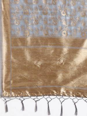 grey grey & gold-toned art silk woven design banarasi saree 4