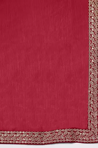 Maroon embroidered satin saree