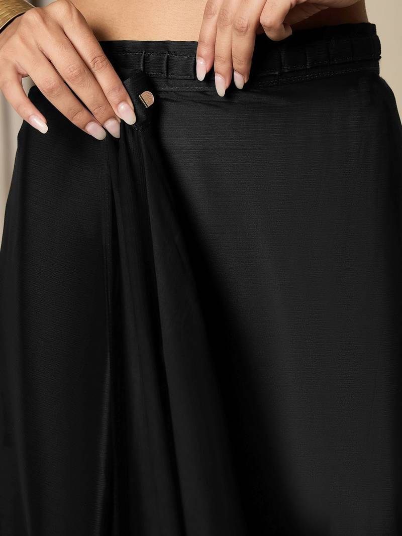 black sequinned satin ready to wear saree