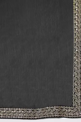 black sequinned satin ready to wear saree