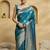 teal ethnic motifs woven design zari soft silk banarasi saree