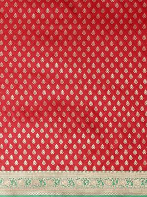 red woven design zari silk blend banarasi saree 5