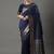 navy_blue woven design zari silk blend banarasi saree