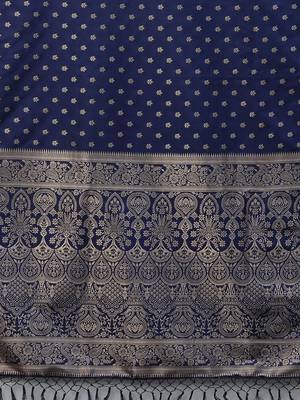 navy_blue woven design zari silk blend banarasi saree 5