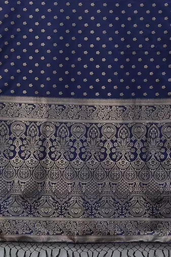 navy_blue woven design zari silk blend banarasi saree