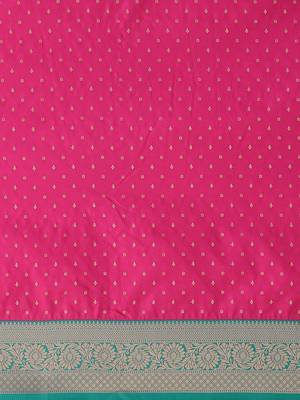 Red red & green woven design zari silk blend saree 5