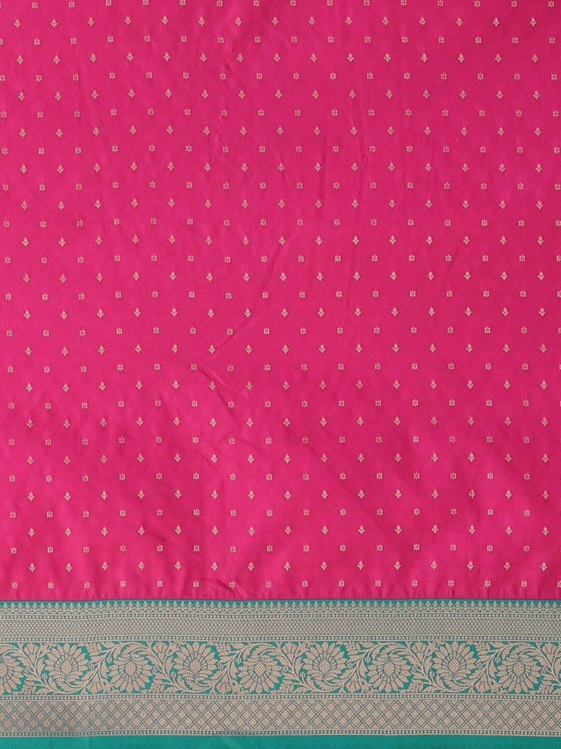 Red red & green woven design zari silk blend saree