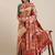 red red & gold-toned floral zari silk blend paithani saree