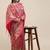 pink pink & gold-toned floral zari silk blend paithani saree