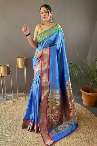 Pink pink & purple ethnic motifs woven design zari saree