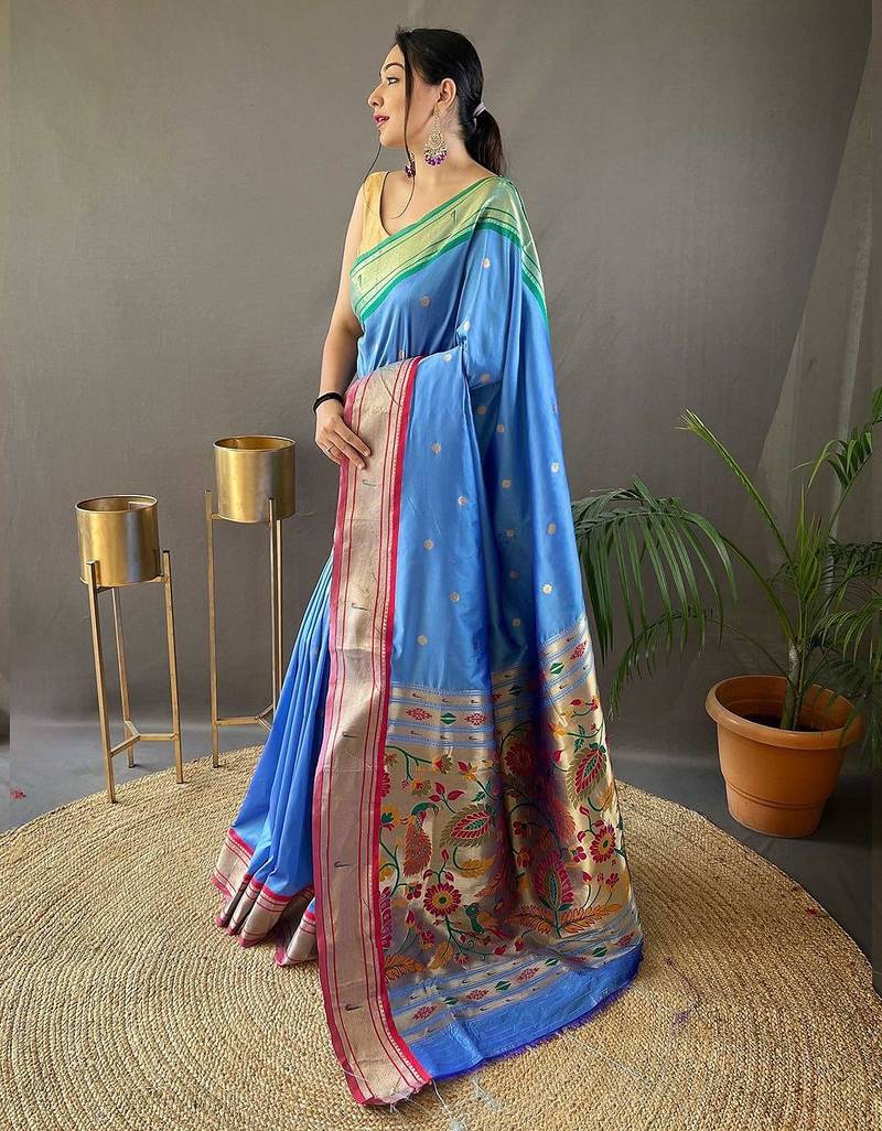Pink pink & purple ethnic motifs woven design zari saree