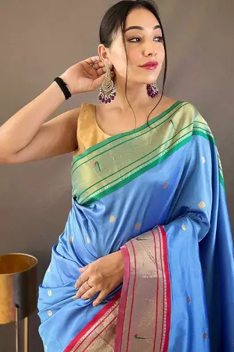 Pink pink & purple ethnic motifs woven design zari saree