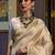 Beige beige & red ethnic motifs woven design zari saree