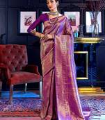 purple purple woven design kanjeevaram silk saree