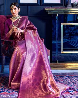 purple purple woven design kanjeevaram silk saree 2