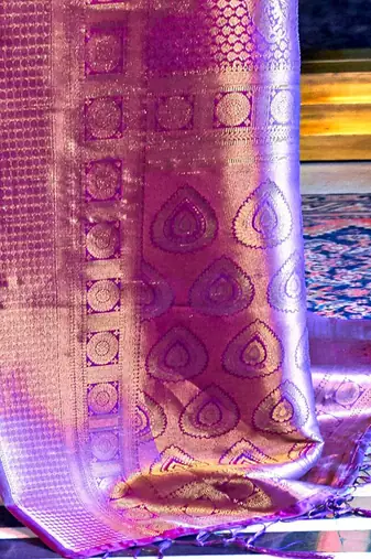 purple purple woven design kanjeevaram silk saree