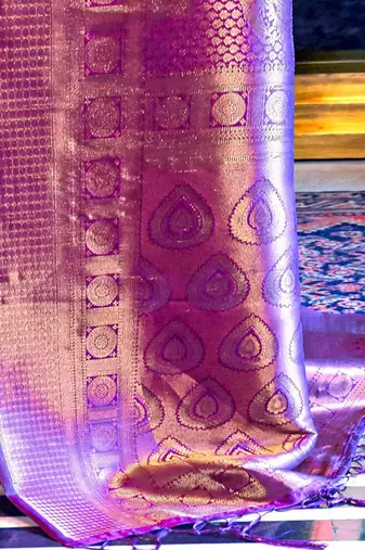 purple ethnic motif woven design zari banarasi saree