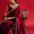 maroon embroidered satin saree