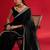 black embroidered satin saree