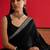 black embroidered satin saree