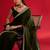 olive embroidered satin saree
