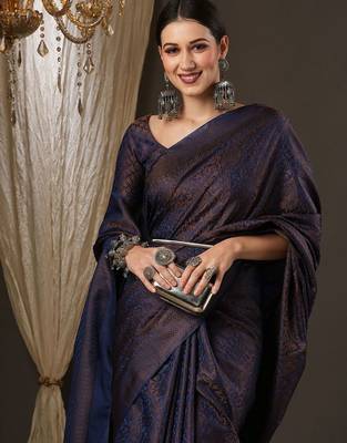 navy_blue ethnic motifs zari woven banarasi saree 1