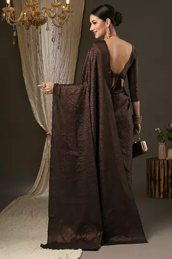 black ethnic motif zari woven banarasi saree