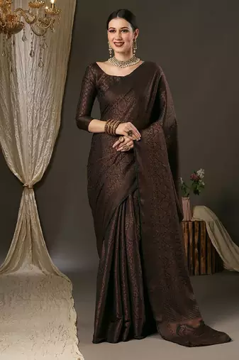 black ethnic motif zari woven banarasi saree