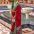 red red & green woven design zari silk blend saree