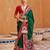 green green & red ethnic motifs woven design zari saree