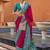 Blue women light blue & pink woven design zari silk blend paithani saree