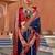 Maroon maroon & gold-toned floral zari silk blend paithani saree