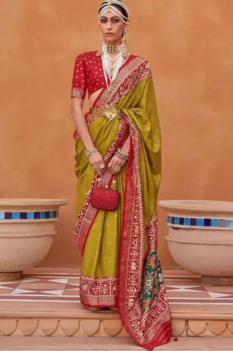 Grey grey & pink floral zari silk blend paithani saree