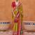 Grey grey & pink floral zari silk blend paithani saree