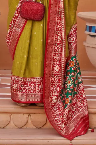 Grey grey & pink floral zari silk blend paithani saree