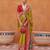 olive olive green & red woven design zari saree