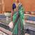 Sea green sea green & gold-toned ethnic motifs zari silk blend banarasi saree