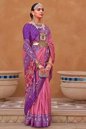 Yellow floral printed silk blend saree
