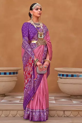 Yellow floral printed silk blend saree