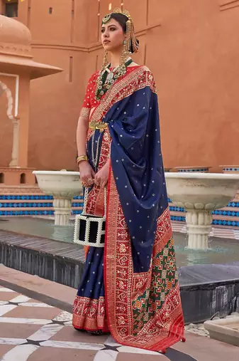 Pink floral printed silk blend saree