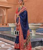 Pink floral printed silk blend saree