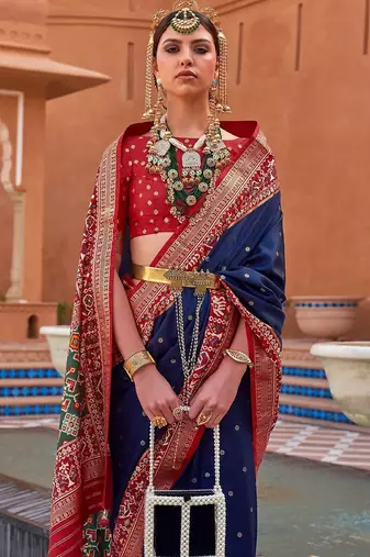 Pink floral printed silk blend saree