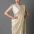 cream cream-coloured & gold-toned woven design silk blend banarasi saree