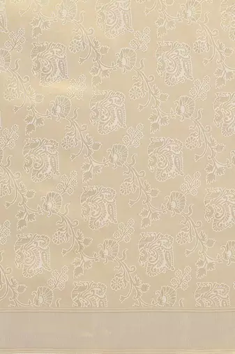 cream cream-coloured & gold-toned woven design silk blend banarasi saree