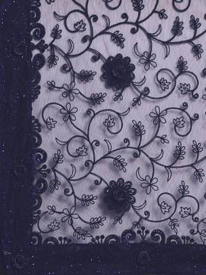 navy_blue navy blue & white floral embroidered net saree 4