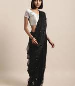 black black embellished net saree