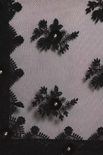black black embellished net saree