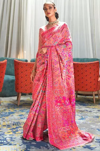 Sea green ethnic motifs woven design cotton saree