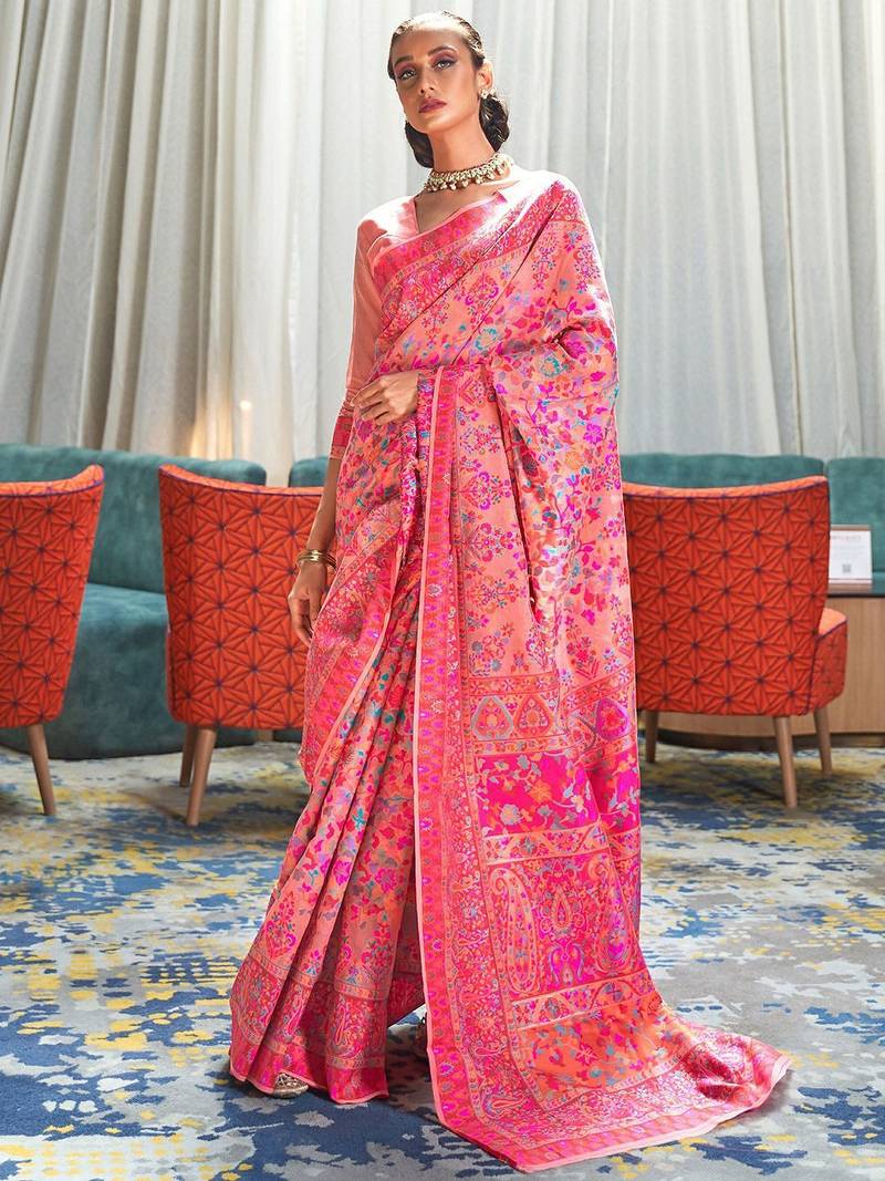 Sea green ethnic motifs woven design cotton saree