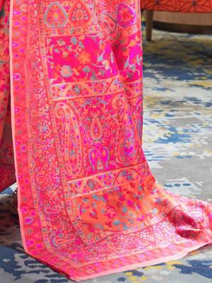 Sea green ethnic motifs woven design cotton saree 3